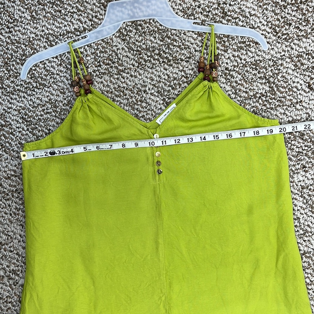 FOR THE REPUBLIC LINEN RAYON TANK TOP TUNIC WITH BEADS LIME GREEN SIZE MEDIUM - Picture 9 of 11